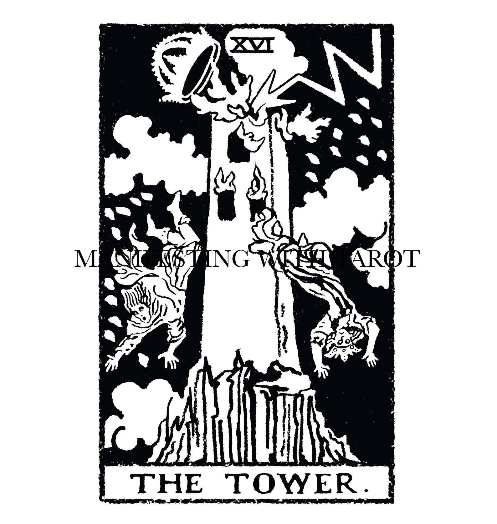 Tarot Card 16 the Tower TAROT COLOURING PACK and Etsy