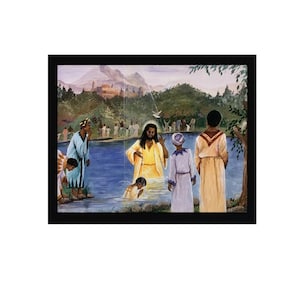 The Baptism African American Art Ethnic Art Jesus Wood Framed Picture Print