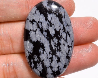 Fabulous Top Grade Quality 100% Natural SnowFlake Obsidian Oval Shape Cabochon Loose Gemstone For Making Jewelr 48.5 Ct. 38x25x5 mm AA-9274