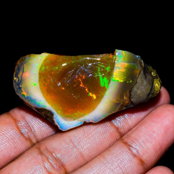 Welo Fire Opal Rough Gemstone: Ethiopian Crystal Specimen, 101 CTS