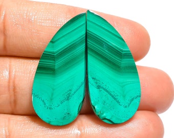 Amazing Top Grade Quality 100% Natural Malachite Fancy Shape Cabochon Loose Gemstone Pair For Making Earrings 37.5 Ct. 31X14X3 mm AA-12843