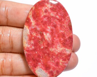 Awesome Top Grade Quality 100% Natural Pink Thulite Oval Shape Cabochon Loose Gemstone For Making Jewelry 91.5 Ct. 50X31X6 mm AA-7979