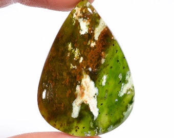 Beautiful Top Grade Quality 100% Natural Chrome Chalcedony Pear Shape Cabochon Loose Gemstone For Making Jewelry 43 Ct. 40X29X5 mm AA-11850