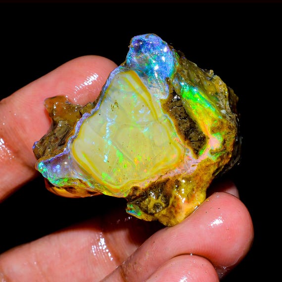 エチオピアウェロ産 チョーク オパール ピンファイア 原石 鉱物標本