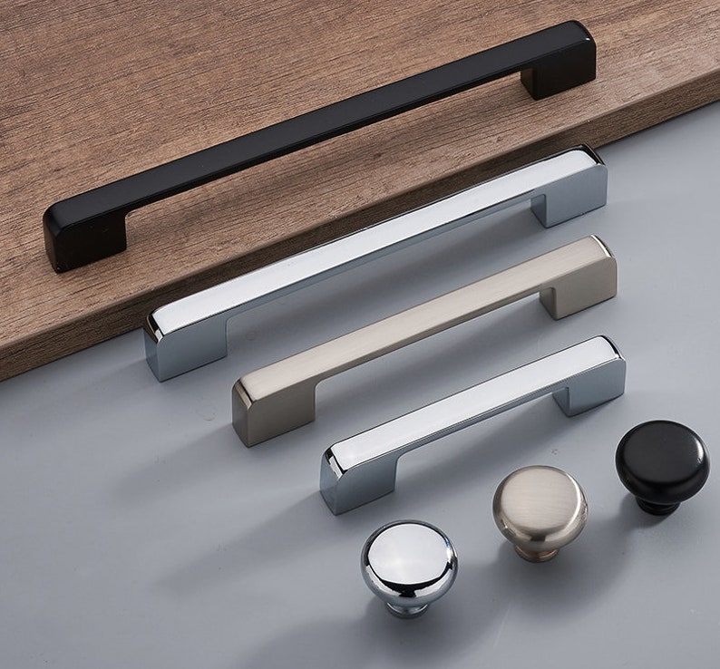 Multiple Color Square Drawer Pulls Brushed Nickel Kitchen Etsy