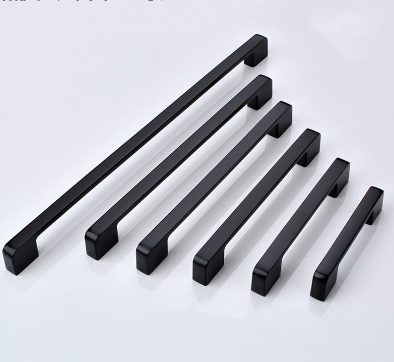 Black Square Drawer Pulls Brushed Nickel Kitchen Door Etsy