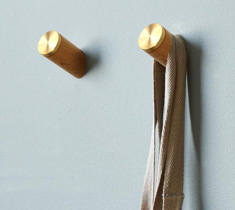 Brass Solid Wood Hooks Black Walnut Coat Hook Decorative Wall Etsy