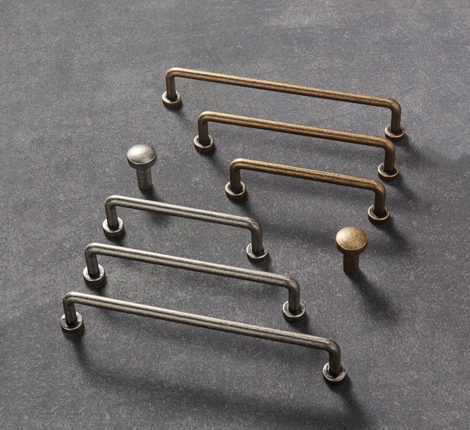 Rustic Handles Drawer Pulls Ancient Iron Kitchen Silver Etsy