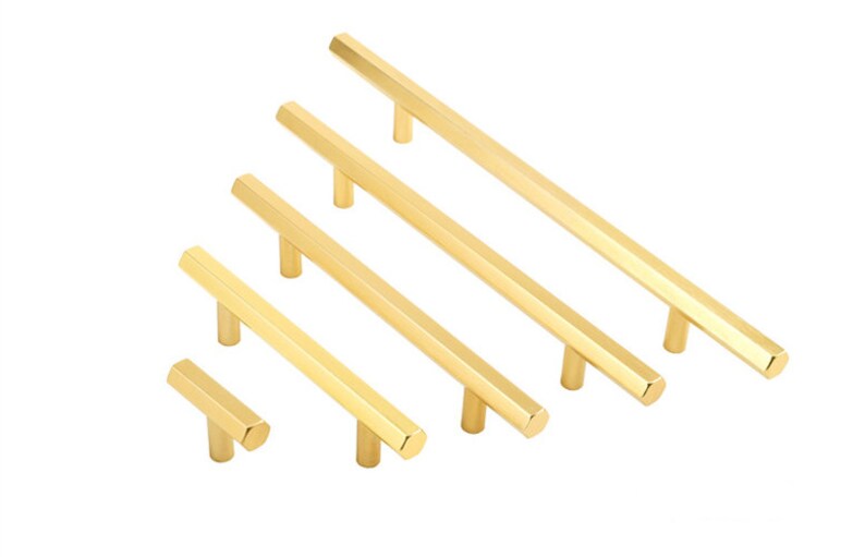 Hexagon Black Gold Drawer Pulls Dresser Knobs Brushed Gold Etsy