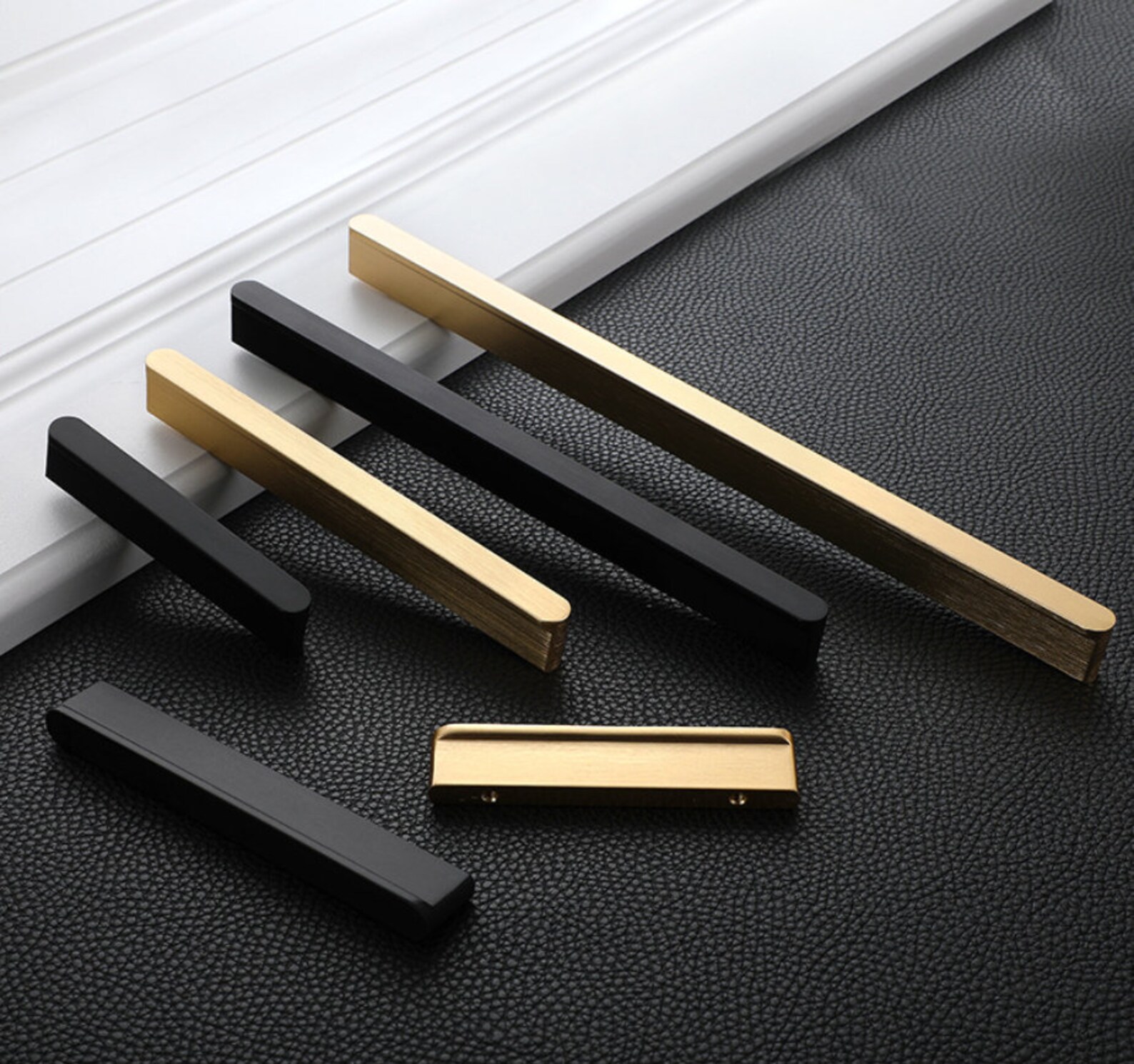 Black Gold Kitchen Pulls Modern Door Handles Round T Etsy