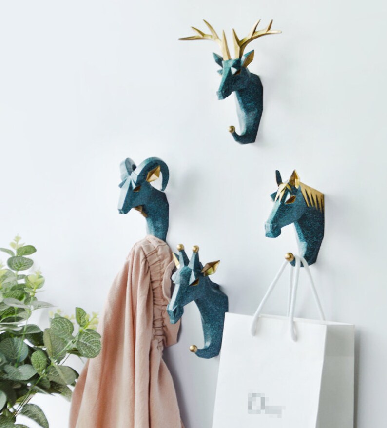 Geometric Modern Wall Hooks Animal Decorative Wall Hooks Etsy