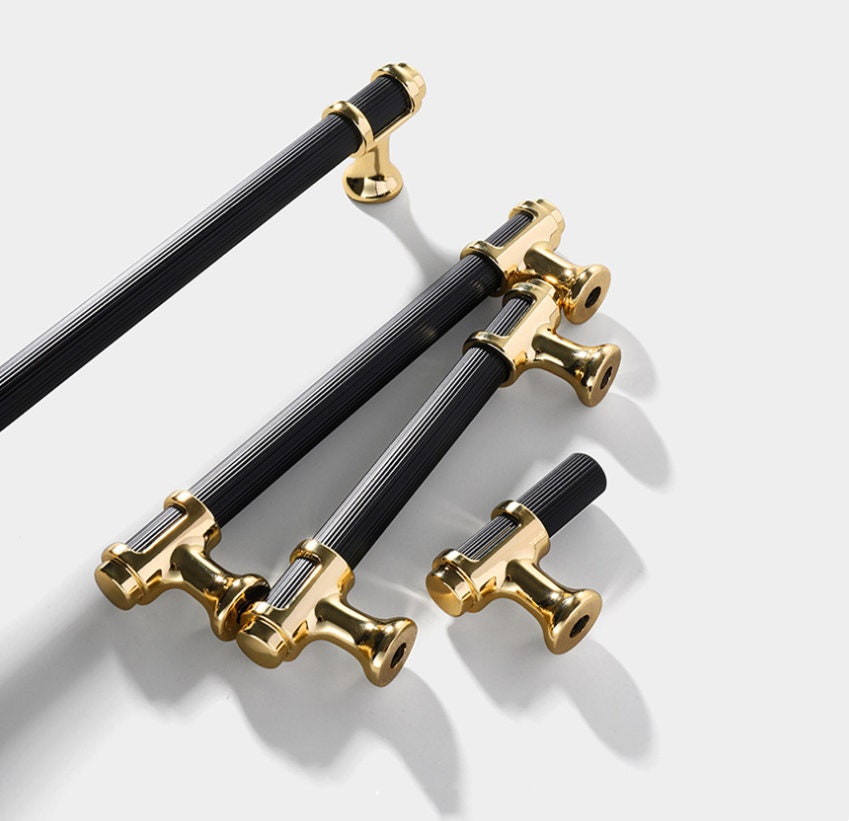 Modern Premium Black Gold Pulls Modern Door Handles Etsy