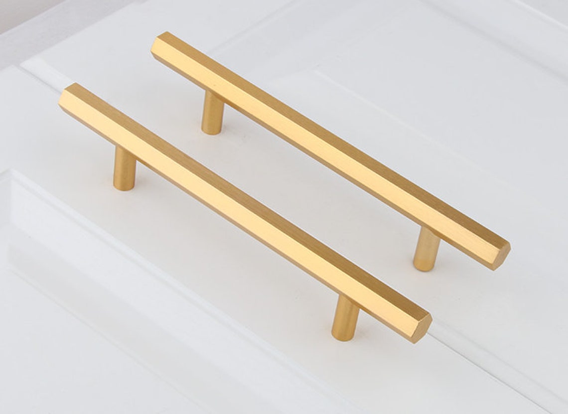 Hexagon Black Gold Drawer Pulls Knobs Dresser Knobs Brushed Etsy