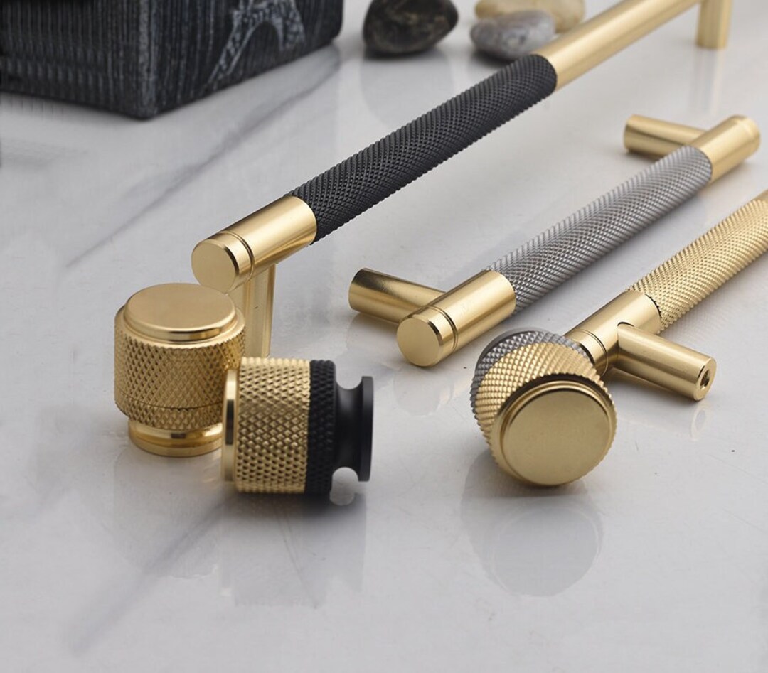 Antislip Design Gold Drawer Wardrobe Pulls Black Dresser Knobs