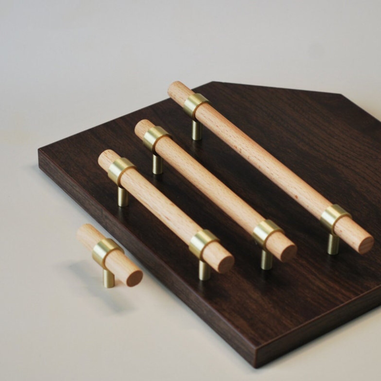 Brass Wood Handles Cupboard Handles Kitchen Black Walnut Beech - Etsy