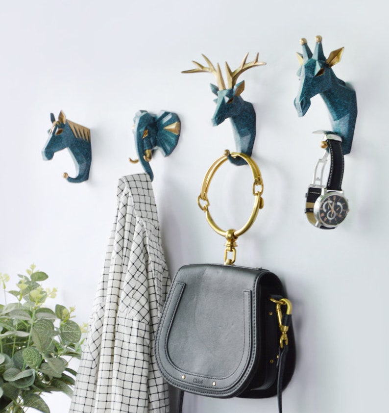 Geometric Modern Wall Hooks Animal Decorative Wall Hooks Etsy