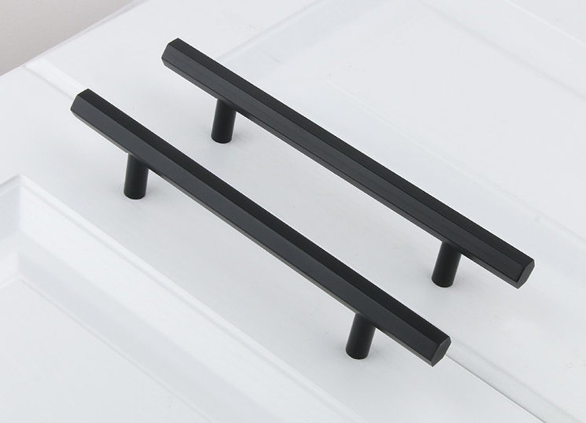 Hexagon Black Gold Drawer Pulls Knobs Dresser Knobs Brushed Etsy