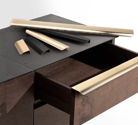 New Hidden Handles Gold Drawer Dresser Cupboard Pulls Black Kitchen
