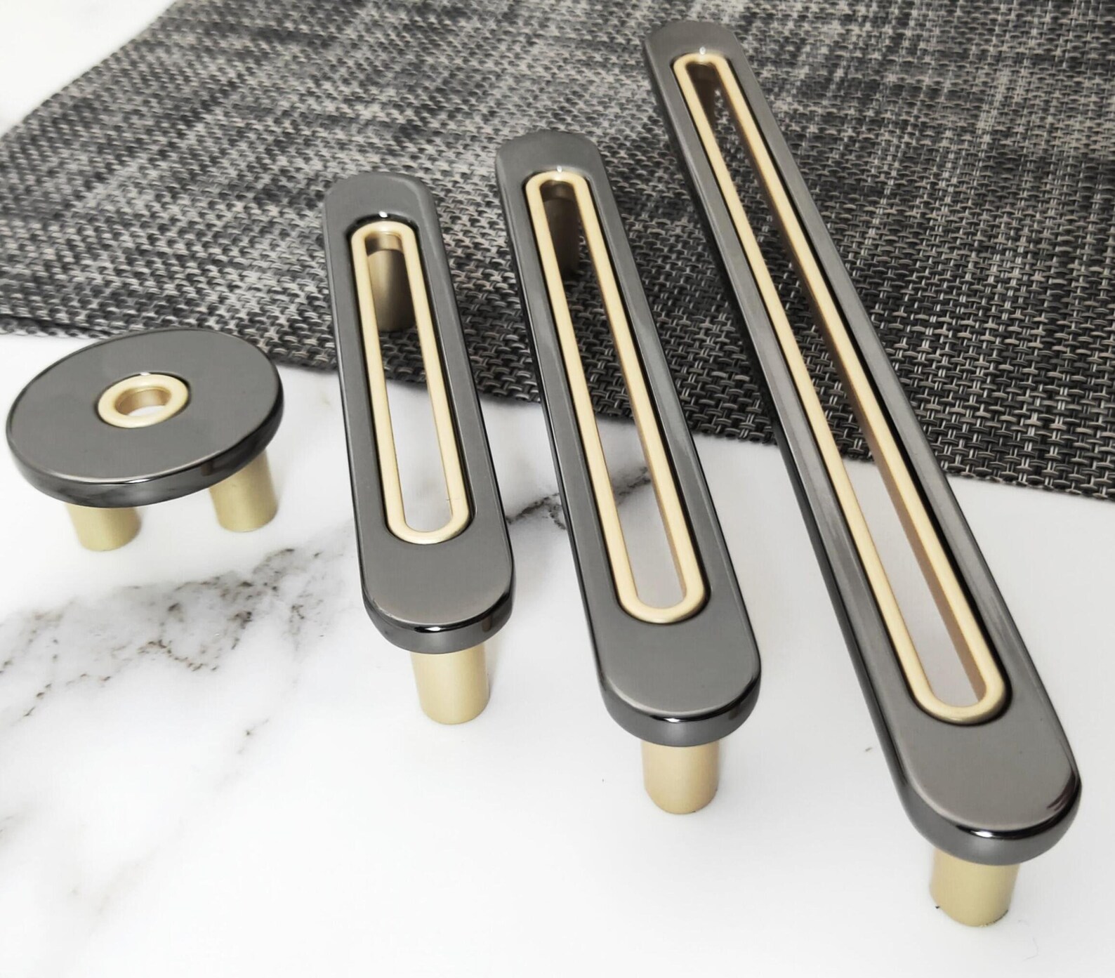 Modern Round Black Gold Pulls Modern Door Handles Etsy