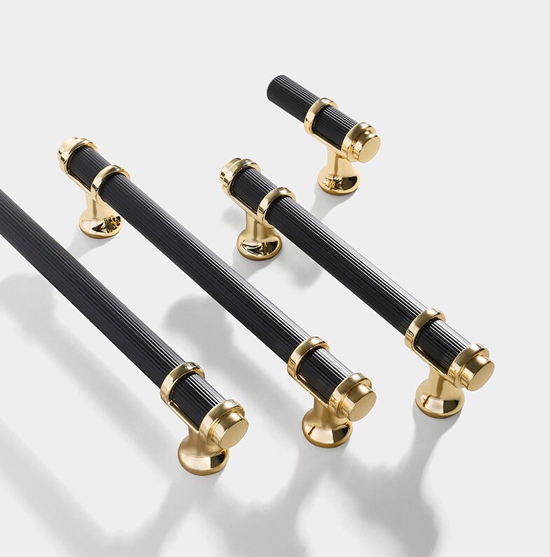 Modern Premium Black Gold Pulls Modern Door Handles Etsy