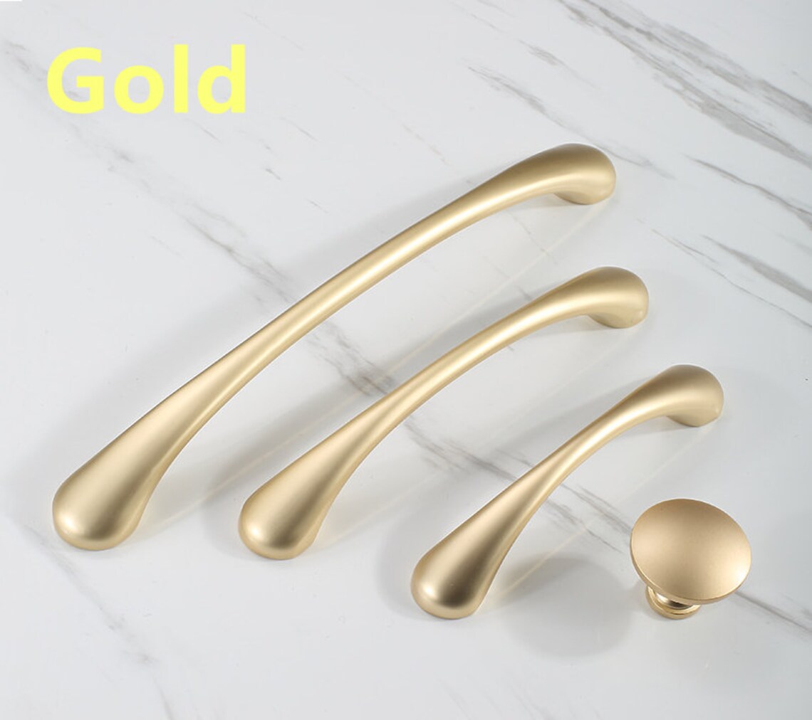 Slim Style Handles Gold Drawer Dresser Cupboard Pulls Black | Etsy