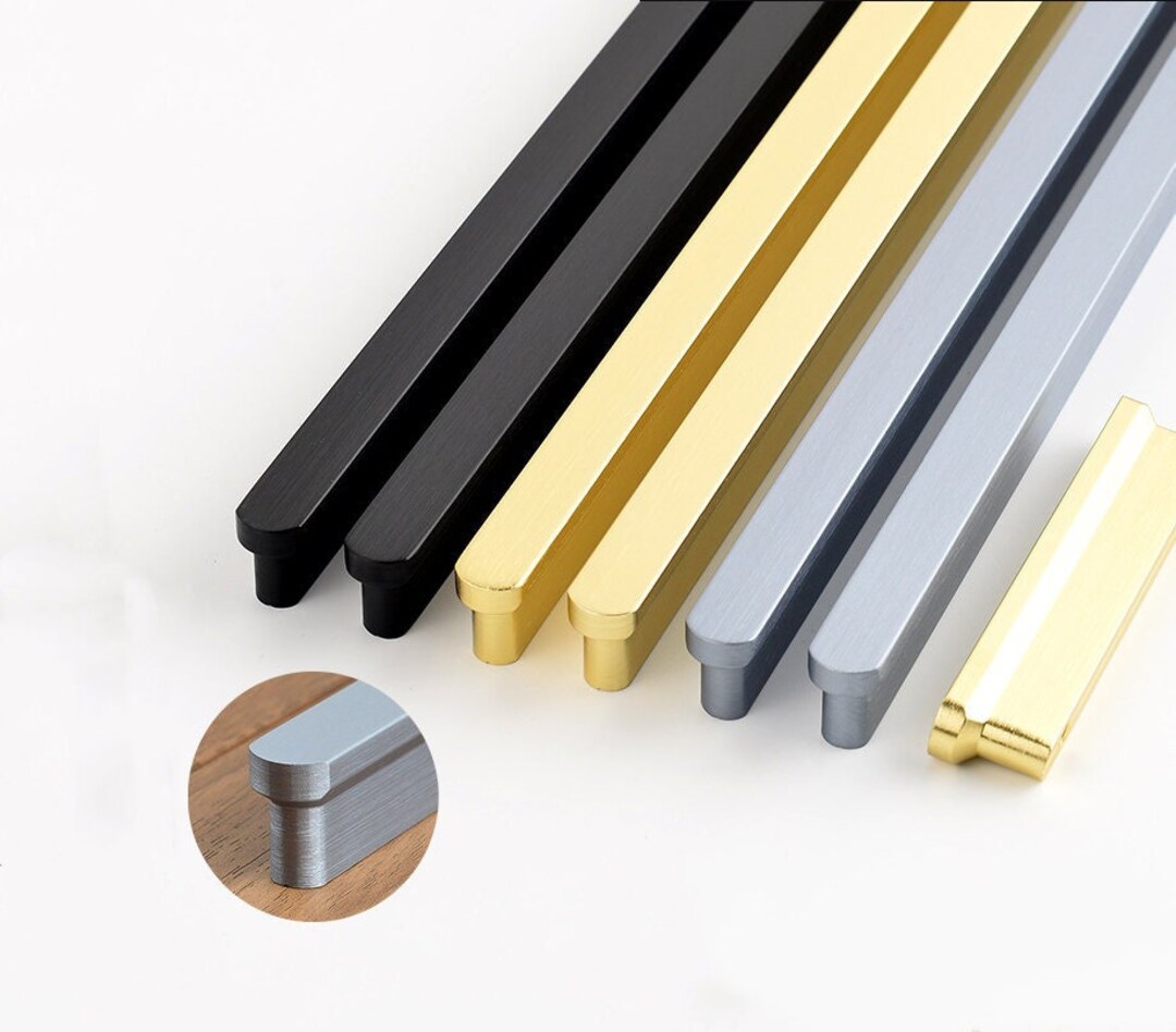 Black Gold Gray Kitchen Pulls Modern Door Handles Etsy