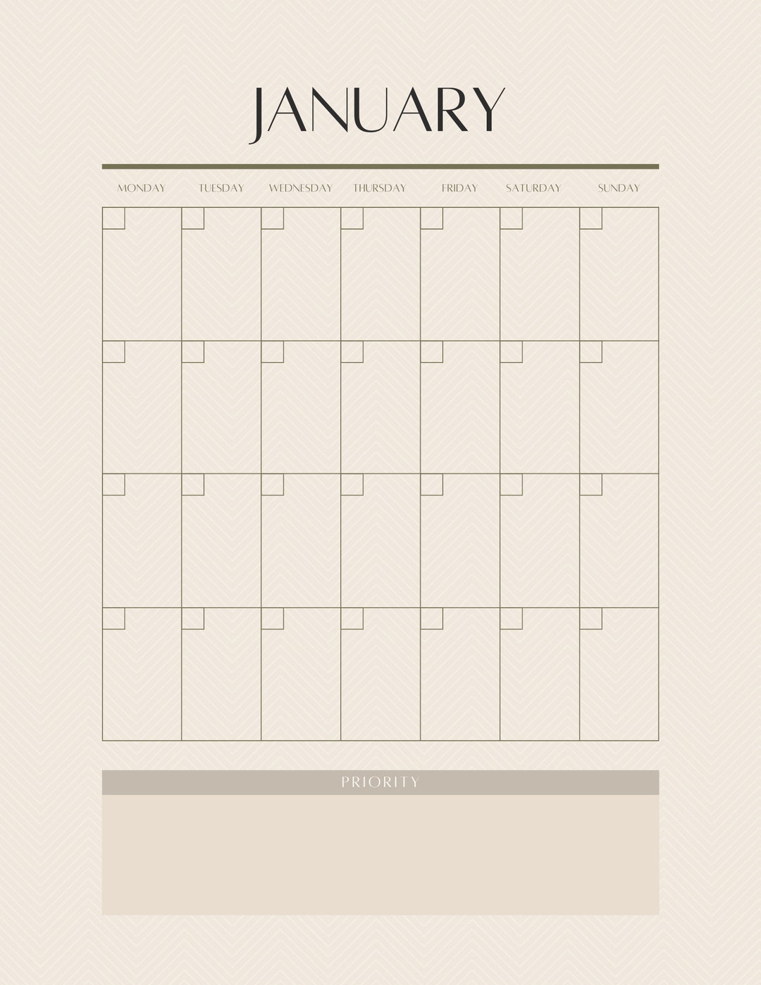 Printable Monthy Calendar Etsy Printable Monthy Calendar Etsy