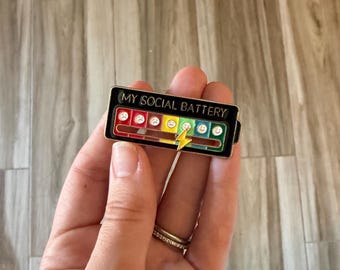My social battery movable enamel Pin.  Enamel Pin, Enamel Pin, Gift, badge accessories, fun gift for anyone!