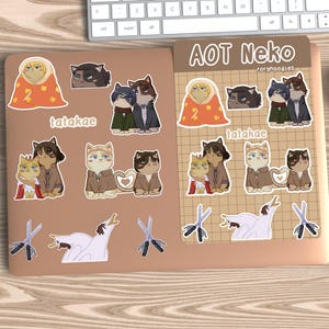 Titan Anime Cat Vinyl Sticker Sheet, Anime Sticker, Neko Anime Sticker, Cat Vinyl Sticker, Titan Anime, Water Bottle, Laptop Sticker