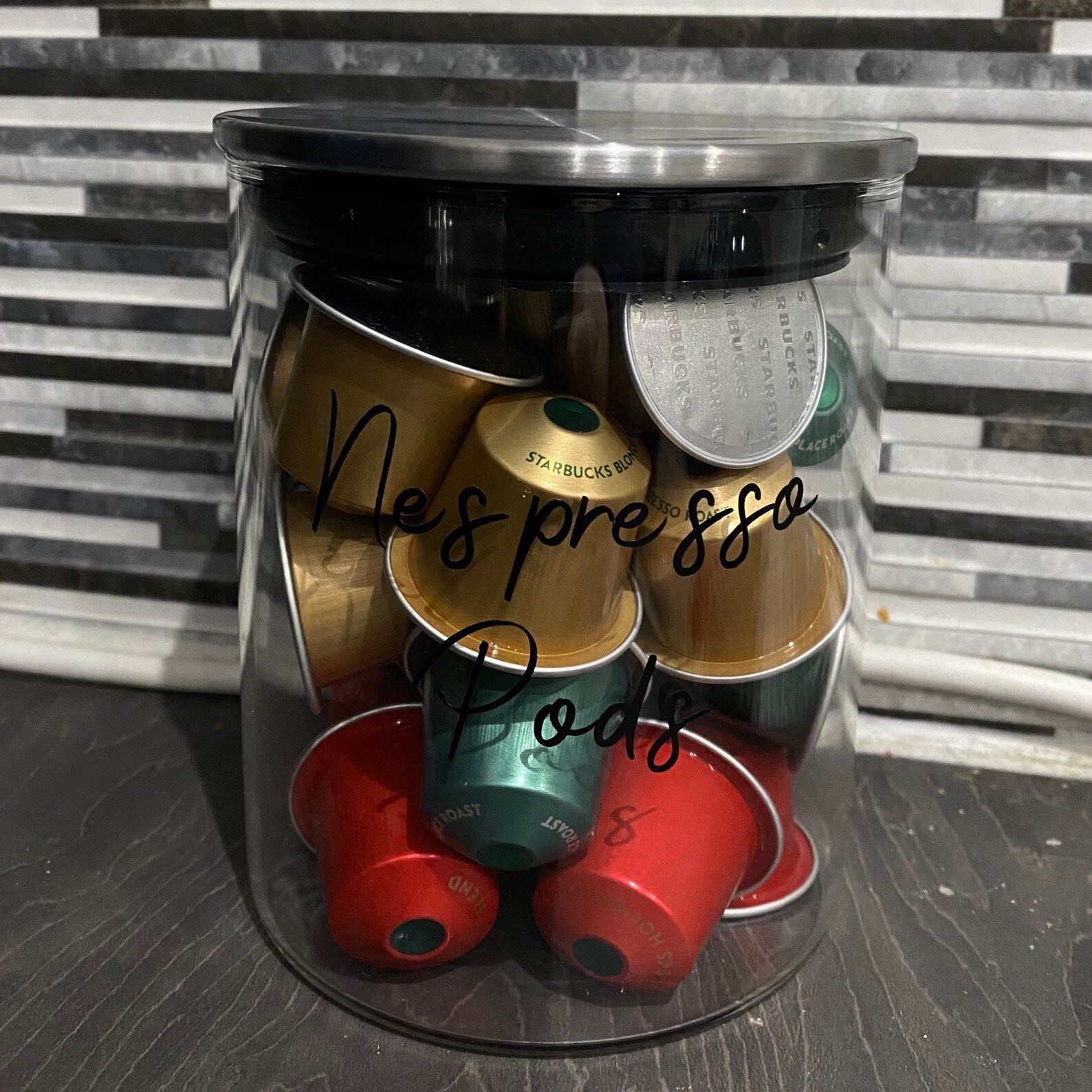 Personalised Coffee pod storage jar Nespresso Dolce Gusto Etsy