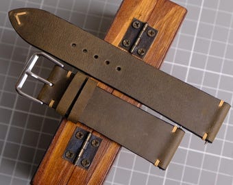 Custom Leather Watch Band - All size 18mm 19mm 20mm 21mm 22mm, Choice of Width, Replacement Strap, Gift For Dad