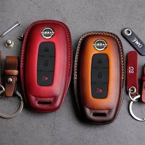 2023 2024 Nissan Kicks Key Fob Cover, Leather Key Case For Entry Remotes Nissan Rogue Pathfinder Ariya Altima Murano ... Nissan Accessories