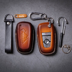 Ford Bronco-sleutelhoes 2025 - lederen sleutelhangerhoes voor keyless remote entry sleutelhanger Ford Bronco - gepersonaliseerd cadeau - verjaardagscadeau
