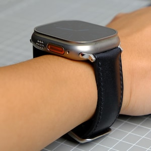 Black Leather Apple Watch Band 38mm, 40mm, 42mm, 44mm, For All Series, Padded Watch Strap, Leather Apple Watch Strap, Gift For Husband