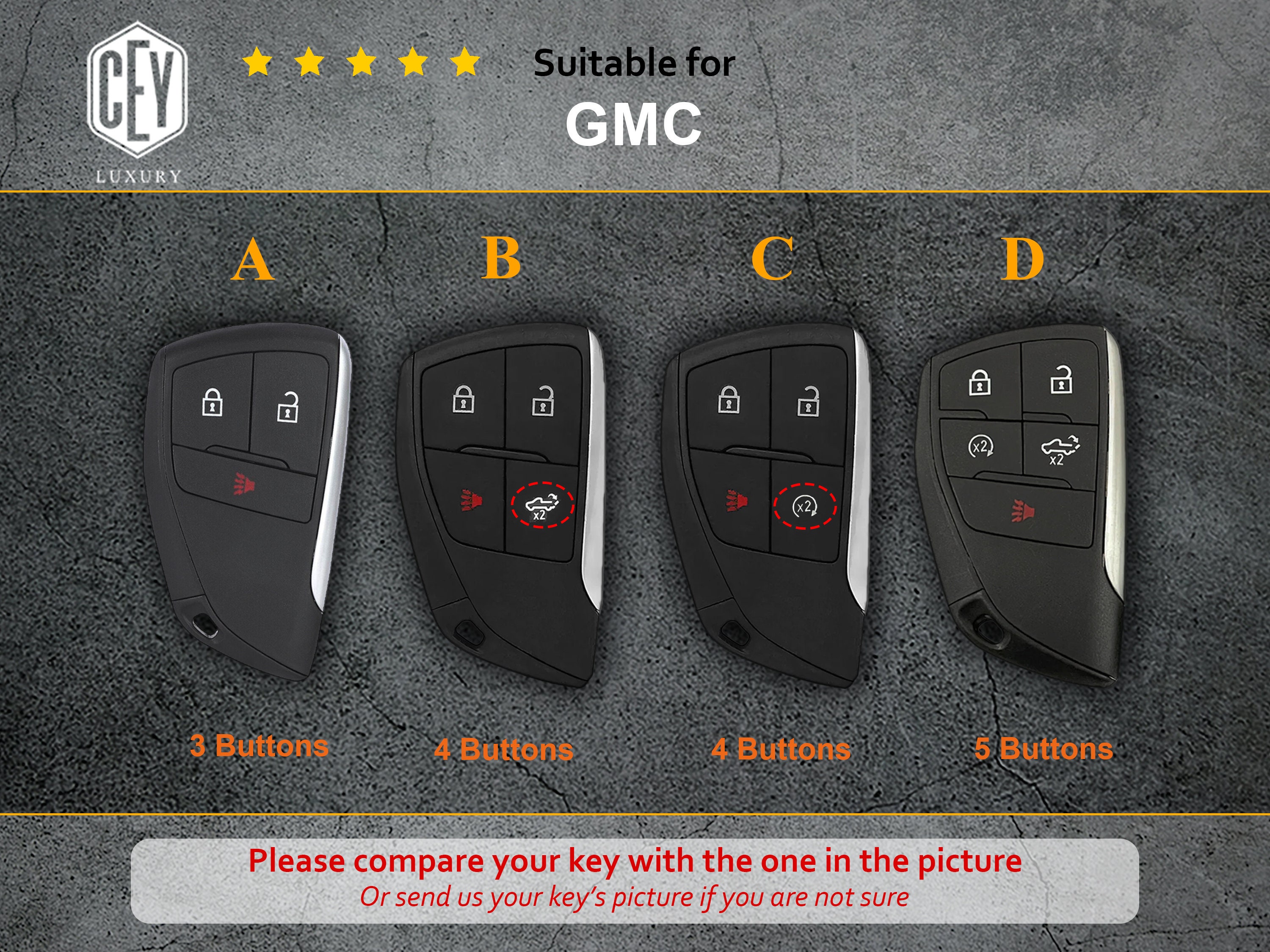 GMC Sierra Denali Key Fob Cover, Handcraft Leather Key Case for GMC ...
