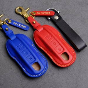 Leather Cover For 2023 2024 Cayenne Taycan Macan 718 911, Porsche Key Case Key Chain Accessories Remote, Gift For Her, Birthday Gift
