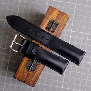 Black Leather Watch Strap - All Size,  22mm, 21mm, 20mm, 19mm, 18mm, 16mm - Handmade Leather Watch Band - Choice of Width - Gift For Dad