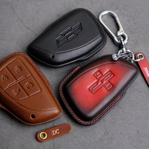 Chevrolet ZR2 Key Fob Cover, Leather Key Case For Chevy Colorado Silverado Z71 LT WT Trail Boss ... Chevy Key Chain Stamp Emblem Accessory