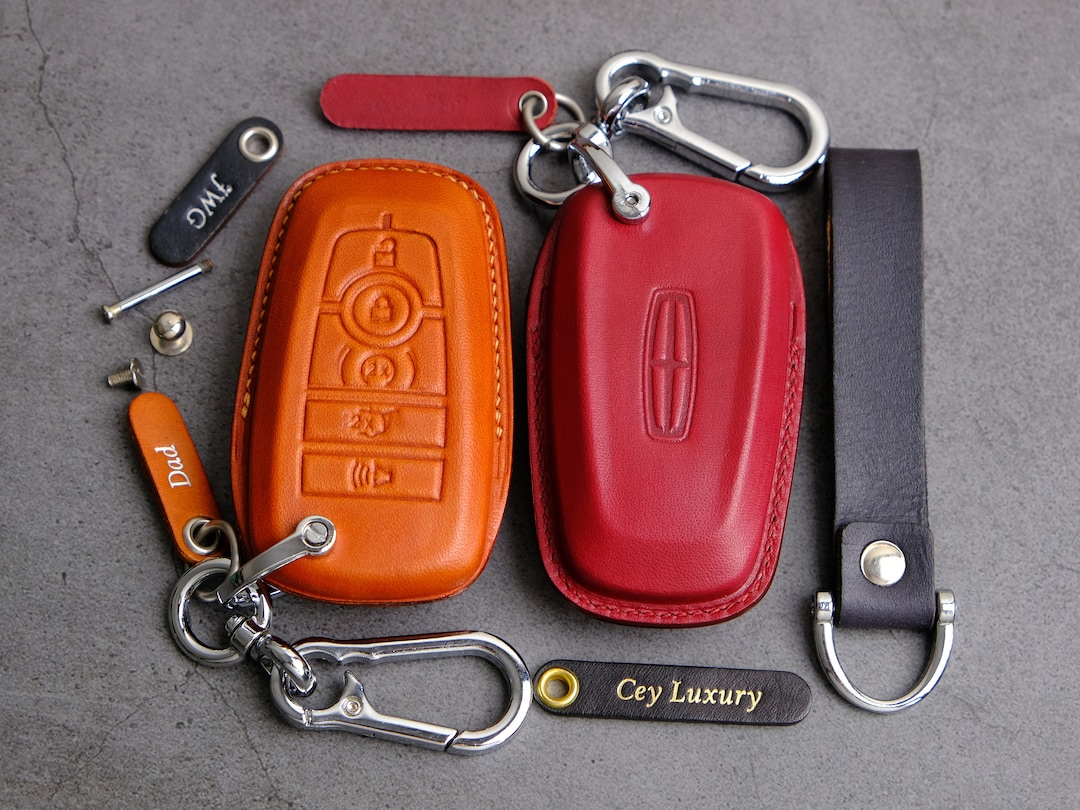 2024 2023 Lincoln Nautilus Key Fob Cover, Handcraft Leather Key Case for Lincoln Avigator