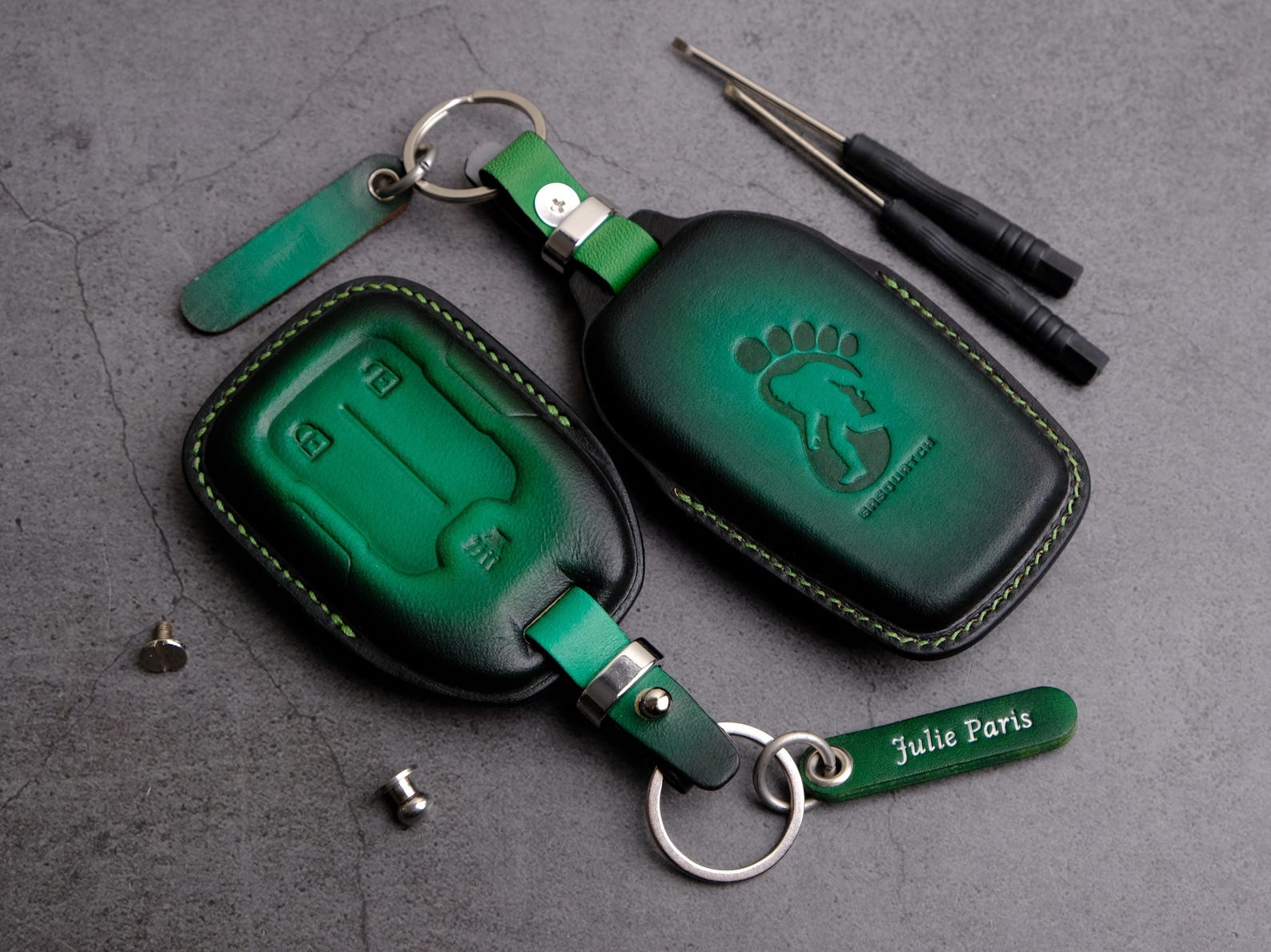 Customized Leather Key Fob Cover for GMC Acadia, Handcrafted Leather ...