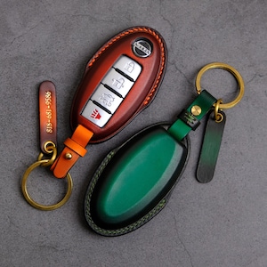 All Type Cover For Nissan Altima Maxima Sentra Versa, Nissan Keychain Accessory, Personalized Leather Keychain Initials Tag, Gift For Him