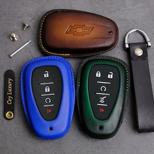 Chevrolet Traverse Key Fob Cover - Leather Protector Case For Entry Remote Key Fob Chevy Brazer Trax Traiblazer Traverse - Gift For Him