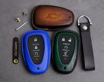 Chevrolet Traverse Key Fob Cover - Leather Protector Case For Entry Remote Key Fob Chevy Brazer Trax Traiblazer Traverse - Gift For Him