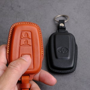 Toyota RAV4 TRD Pro Key Fob Cover, Leather Key Case For Toyota Avalon Corolla Camry C-HR Prius Highlander ... Toyota Accessories Key Chain