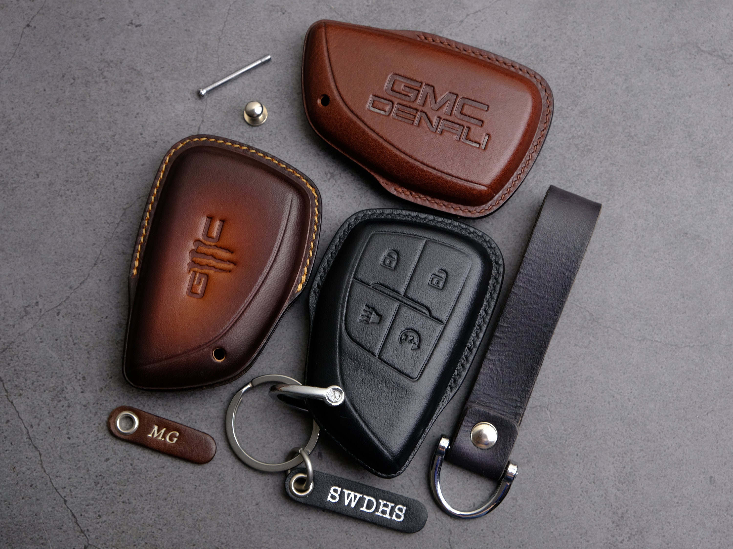 GMC Sierra 1500 2500 Denali AT4 AT4X Heavy Duty Key Fob Cover, Leather ...
