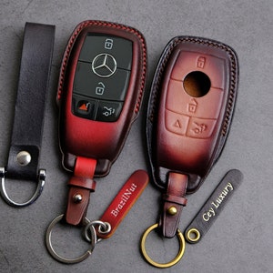 Mercedes Benz Customizable Fob Key Cover Key Fob Case C E S G-Class Glk Glc Gle  CLA Cls Clk Slc SL SLS Leather Handmade Key Fob Protection
