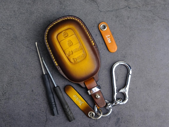 Honda Leather Key Fob Cover, Honda Remote Leather Case, Honda Civic Accord Clarity Insight, Custom Leather Colors Wrist Strap AirTag Cover