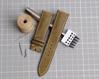 Handgefertigtes Lederarmband - Uhrenarmband - Alle Größe 18 mm, 20 mm, 22 mm, 24 mm - Uhrenarmband Leder - Geschenk für Papa - Geschenk für Ihn