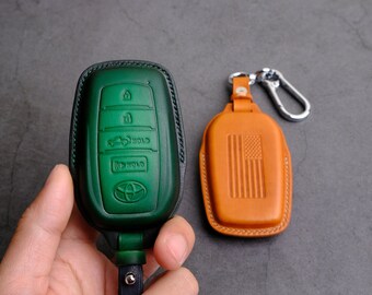 Funda de cuero para llave de Toyota Tundra - Logotipo personalizado en la parte trasera - Regalo para él - Regalo personalizado - Estuche para llave para Toyota Tundra TRD Pro
