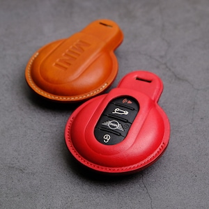 Personalized Leather Key Fob Cover For Mini Cooper One/ Countryman/ Clubman/ 3 Doors/ 5 Doors - Mini Cooper Key Case - Gift For Her